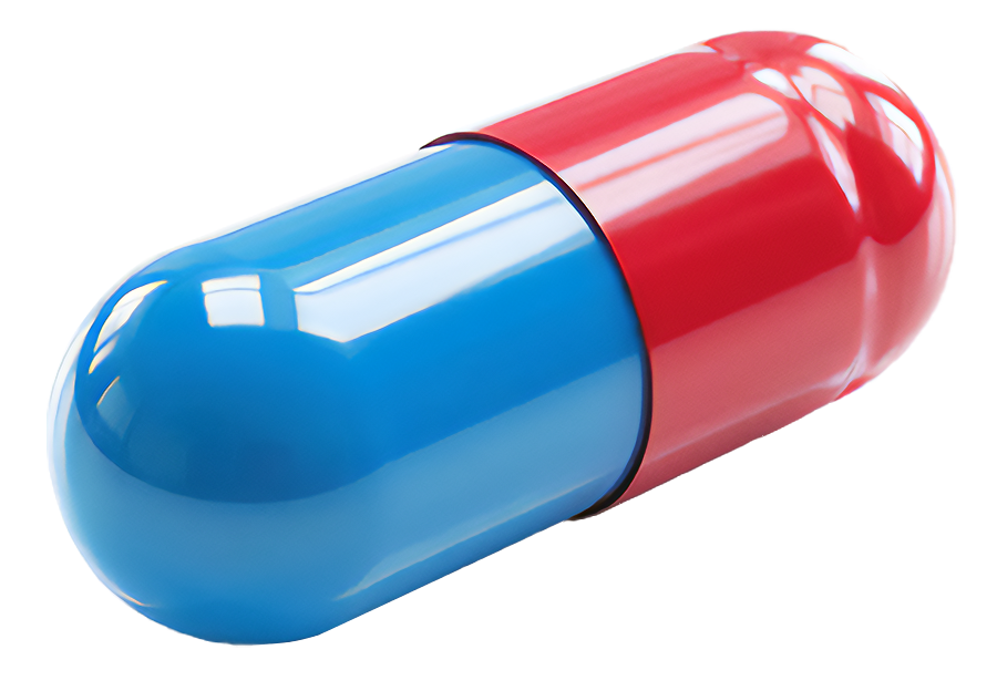 Capsule MEDOK bleue et rouge